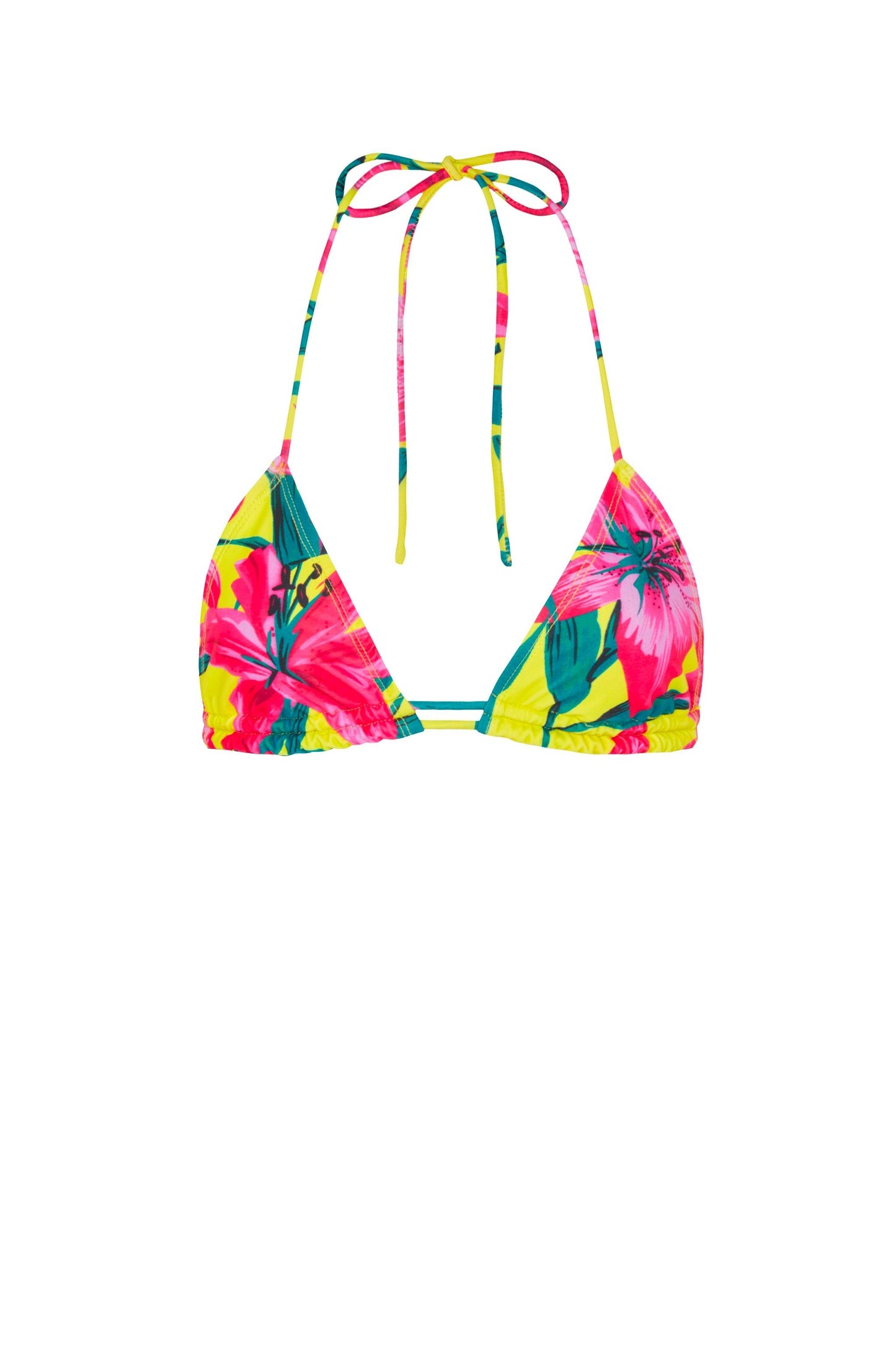 YELLOW TROPICAL MINIMAL TRIANGLE BIKINI TOP