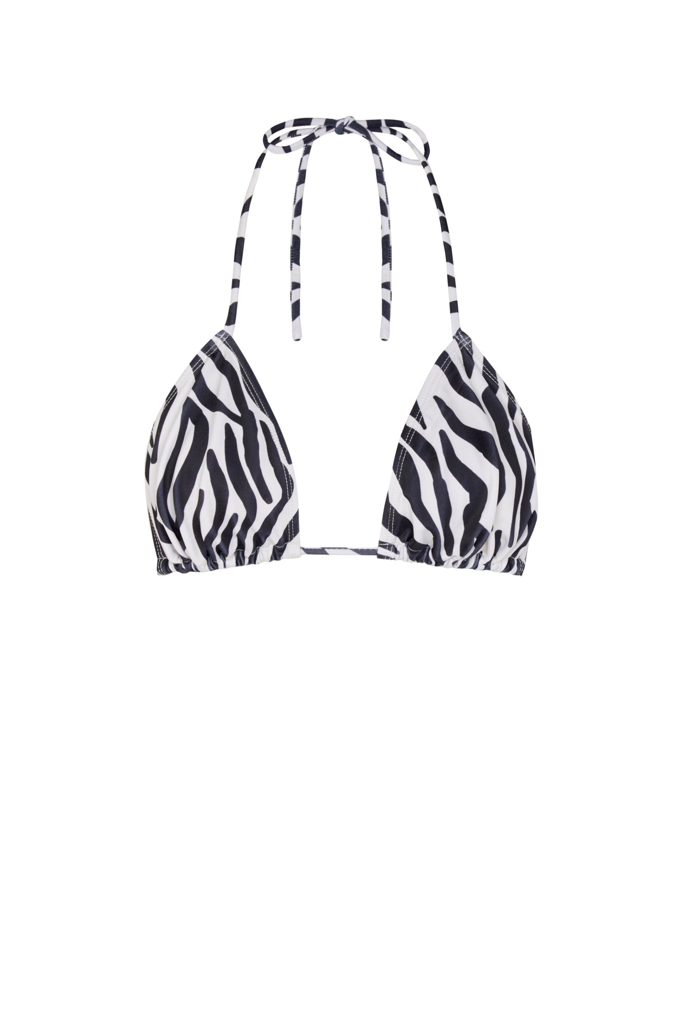 Prague zebra frill triangle bikini top, Black Mix