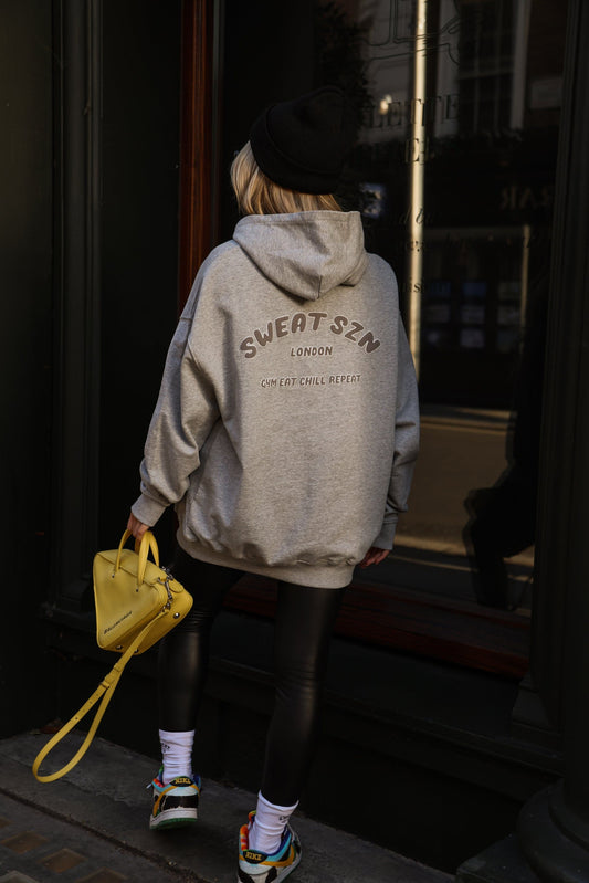 GREY MARL BUBBLE LOGO OVERSIZED HOODIE