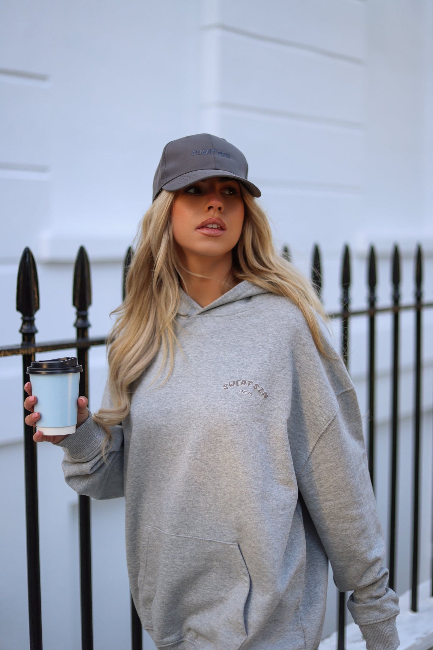 GREY MARL BUBBLE LOGO OVERSIZED HOODIE