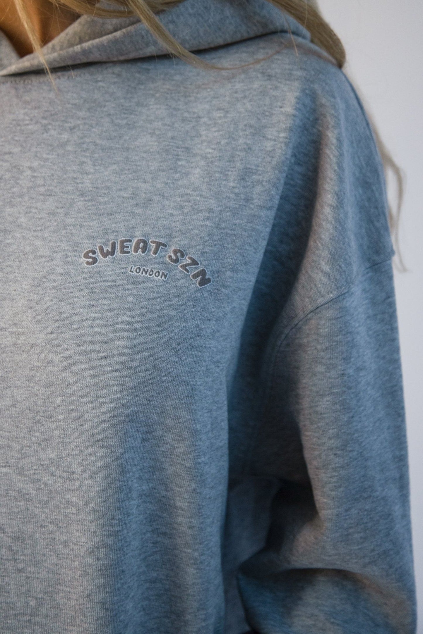 GREY MARL BUBBLE LOGO OVERSIZED HOODIE