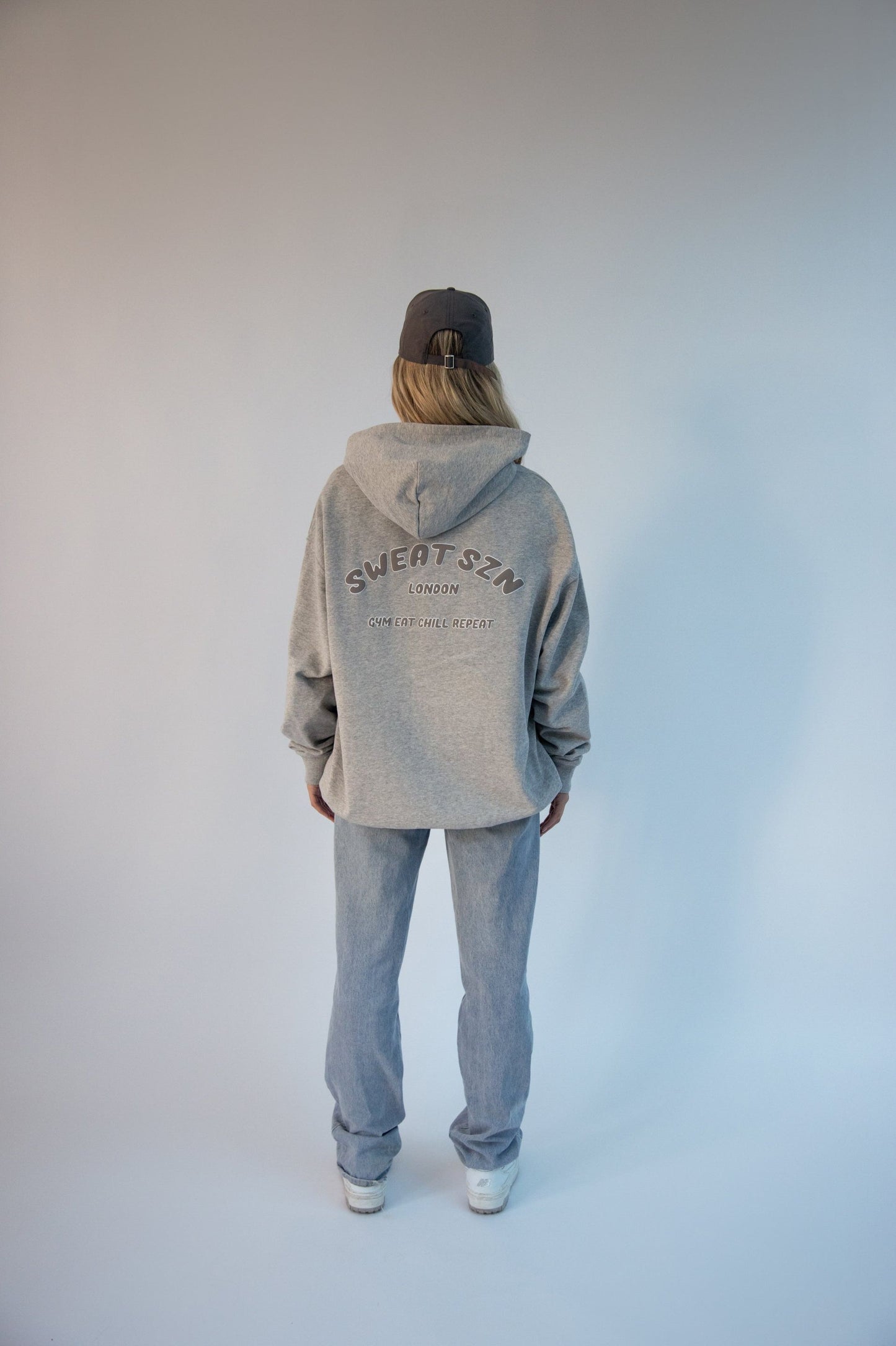 GREY MARL BUBBLE LOGO OVERSIZED HOODIE